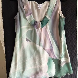 Armani Collezioni Green and Pink Ruffled Silk